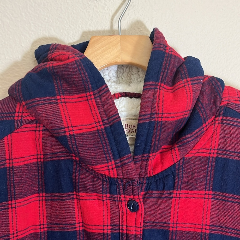 Boston Traders Red Navy Plaid Hooded Fleece Lined Jacket - Picture 2 of 9